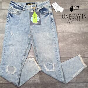 Indigo Rein Juniors High Rise Distressed Ankle Jeans Size 7